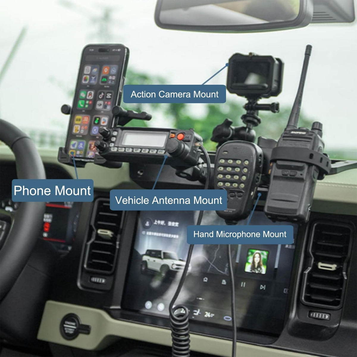 Central Control Multifunctional Integrated Bracket Mobile Phone Holder For Ford Bronco 2021-2025 - RMOMOUNT