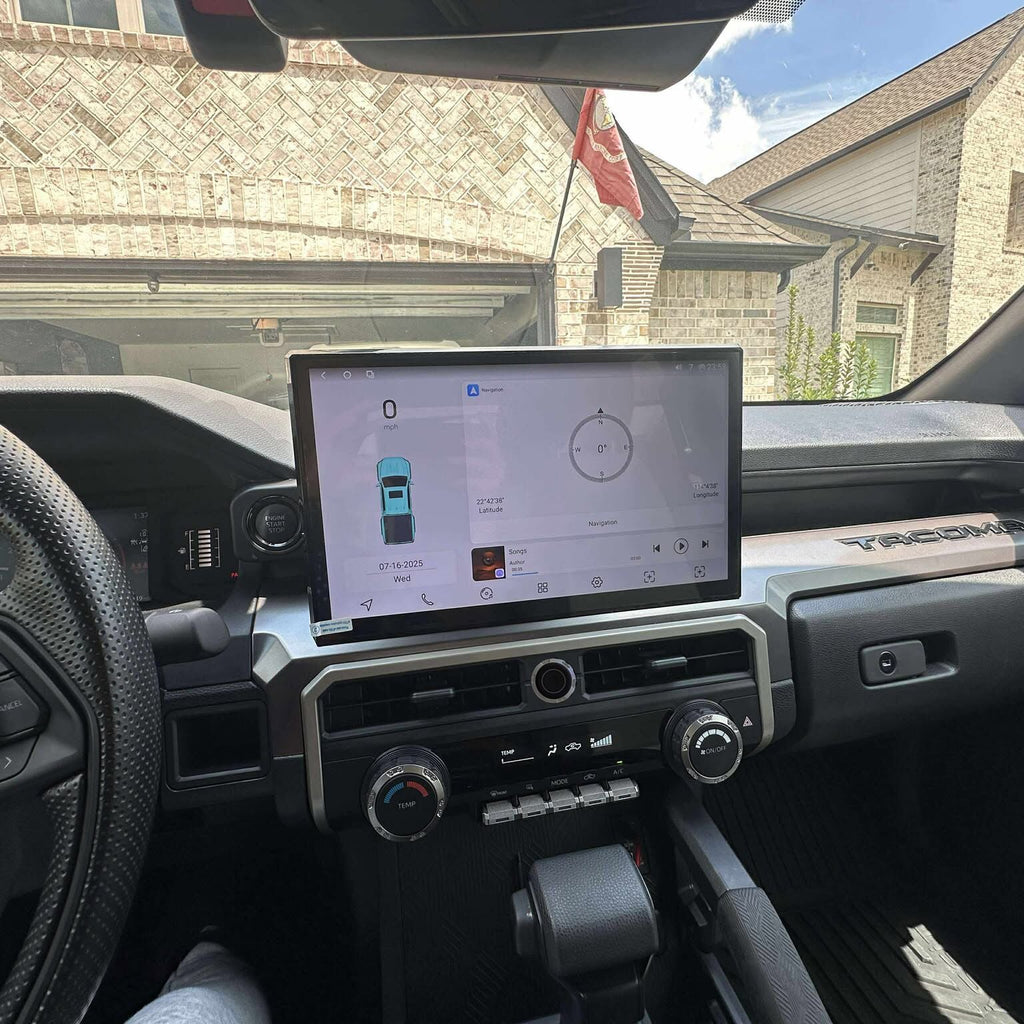 No cutting required!!!Built-in Wireless Carplay & Android Auto 14.6" Android 12+ C12 Car Multimedia Stereo Radio Audio GPS Navigation Sat Nav Head Unit For Toyota Tacoma 2024-2026 / 4Runner 2025 2026 - RMOMOUNT